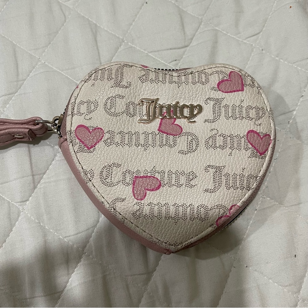 Juicy Couture Pink and Cream Heart Clutch